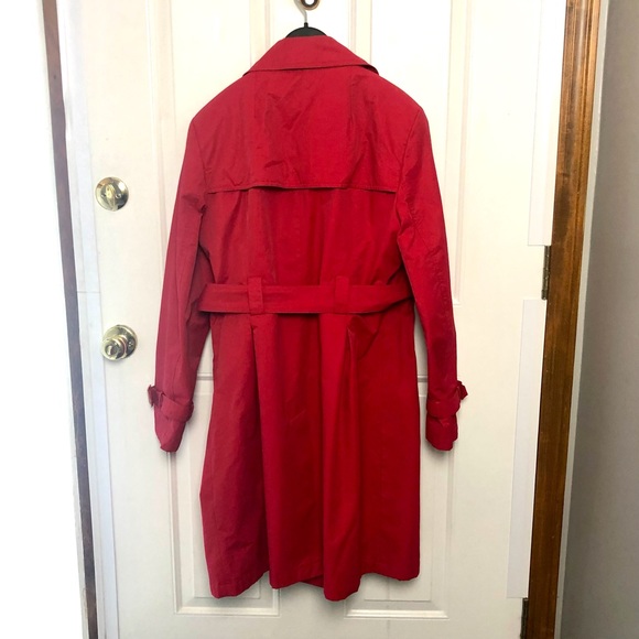 Gallery Red Trench Rain Coat with Belt - Picture 3 of 11
